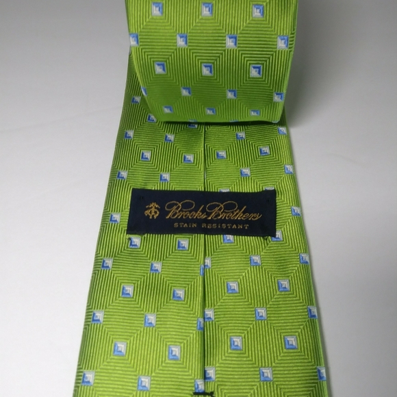 Brooks Brothers Men's Pure Silk Lime Green Tie - Picture 11 of 12